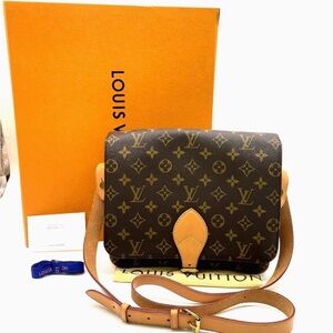 LV Louis Vuitton Monogram Cartouchiere MM Crossbody Bag Excellent Condition Box